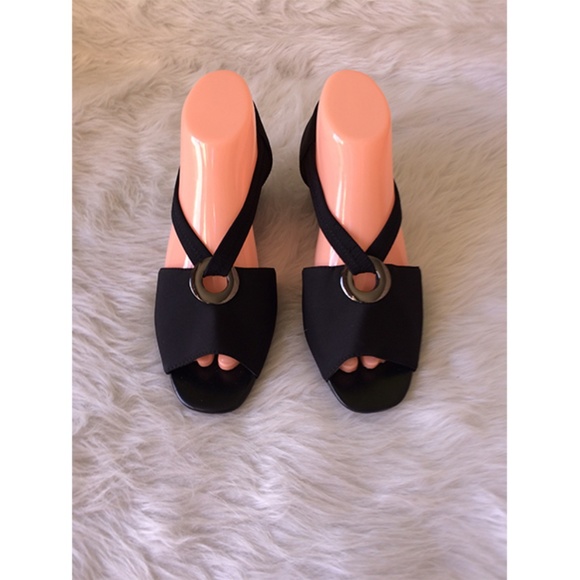 Dressbarn Wedge Peep Toe Ankle Strap Slip Shoes 7W - Picture 1 of 8